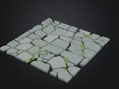 Stylized Dungeon Floor Tile Game-Ready Modular Asset Low-poly 3D model