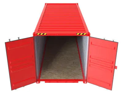 Red transport 20ft container 3D model