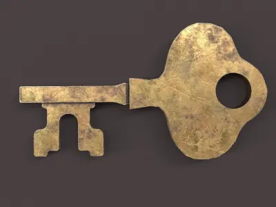Medieval Copper Key V4 Low-poly 3D model