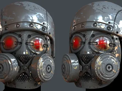 Gas mask helmet 3d model scifi Low-poly Low-poly 3D model