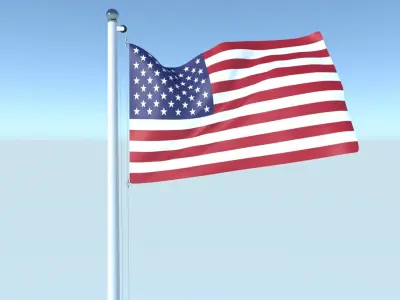 Animated Flag of United States Low-poly 3D model