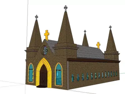 Architecture-Religion-God-Culture-Temple-0125 church with two... 3D model