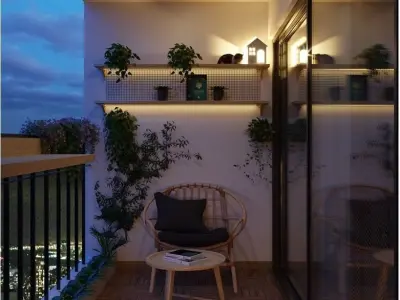 Balcony of apartment at night 3D model