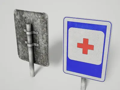 Service Road Signs PackVol 2 Low-poly 3D model