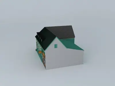 Cafe House Europe Low-poly 3D model