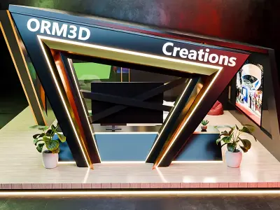 Futuristic Display Booth with Lighting Setup Blender 3D Model 3D model