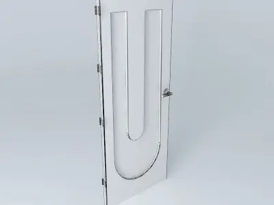 Letter U 3D door very ass lock and hinger Free 3D model
