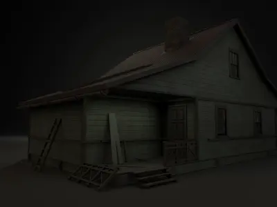 American House for game projects Low-poly 3D model