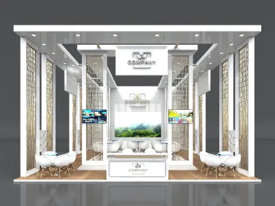 Exhibition Booth Stand Stall 10x8m Height 500 cm 3 Side Open 3D model