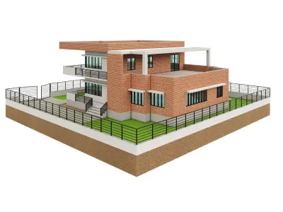 Modern Brick House 1 3D model