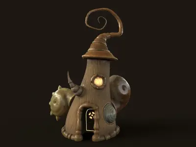 Stylized Shell Gnome House Low-poly 3D model