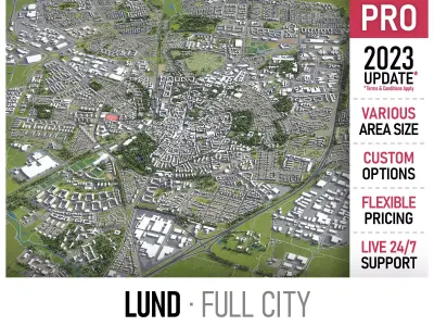 Lund - city Low-poly 3D model