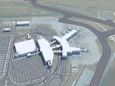Charleston international Airport 12km Low-poly 3D model