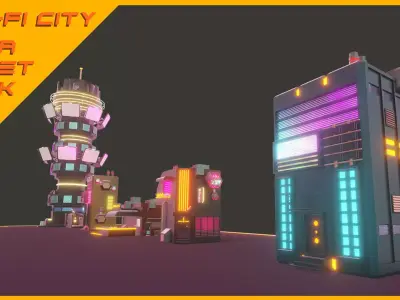 Scifi City Mega Asset Pack Low-poly 3D model