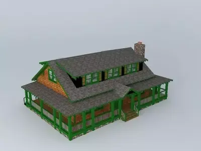 Seaside Craftsman Huge Cabin House Free 3D model