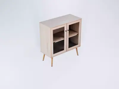  Low Poly Wooden Cabinet - Classic Openable Storage Unit 3D model