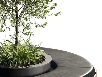 Bench with Plants - Urban Furniture 06 3D model