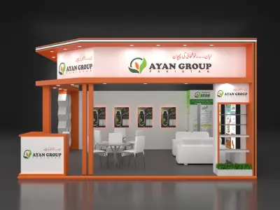 Exhibition Booth 01 20ft x 20ft x 14ft --Corner Low-poly 3D model