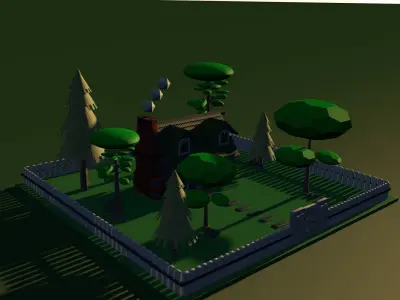 Forest House  Low-poly 3D model