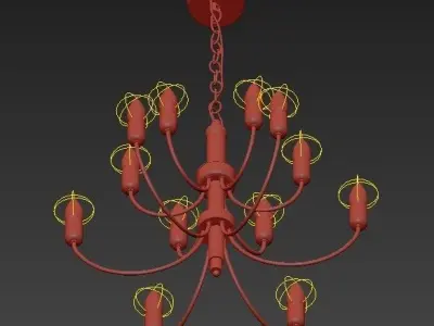 Antique Brass 12 Light Chandelier 3D model