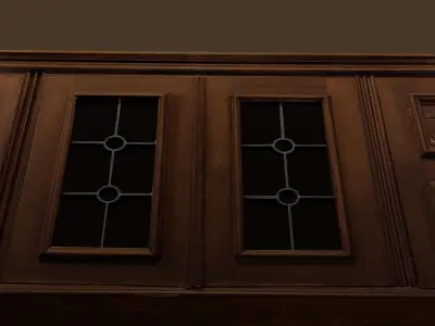 17th century furniture antique closet with wood carved door 3D model