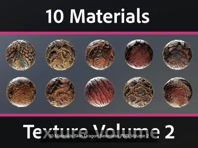200 Materials Skin Dragon Seamless PBR Mega-Pack 1 Texture