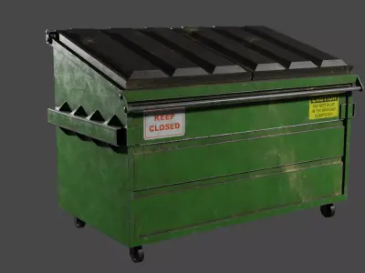 Dumpster trash can on wheels Low-poly 3D model