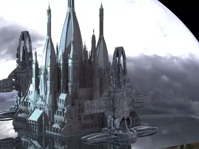 Mansion with sci-fi structure 3D model