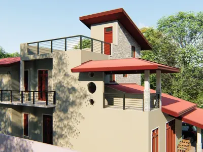 Modern residential building 3D model shop