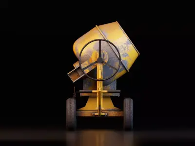 Concrete Mixer Machine Low-poly 3D model