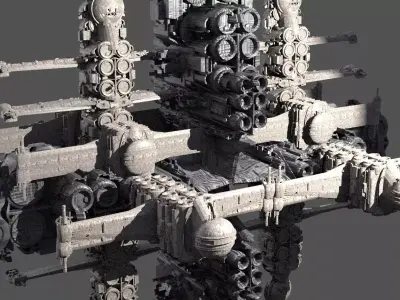 Alien Aztec satellite severance ship 3 designs 3D model