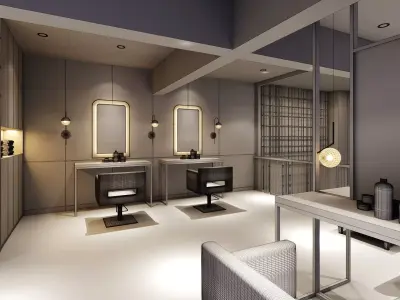 Modern Barber Shop - 3D Model Scene 3D model