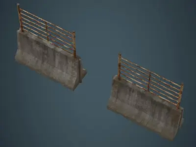 Concrete Barrier 2D Low-poly 3D model