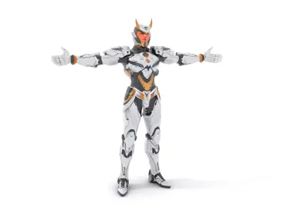 Futuristic White Armor model pack Low-poly 3D model