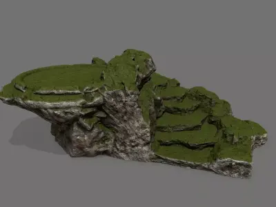 Ladder rock with grass Low-poly 3D model