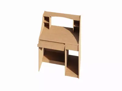 Modern Wooden Home Office Computer Table 3D model