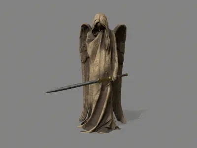 Angel statue of holding sword Low-poly 3D model purchase