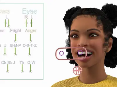 Street Style Light Skin Black Teenage Girl Rigged 3D model