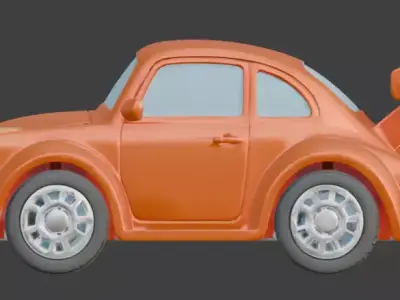 Orange Toy Sports Car 3D Model Low-poly 3D model