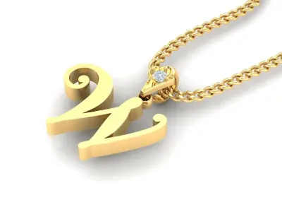 Light Gold Fancy Font Pendant W 3D print model