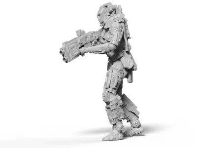 Scifi Battle Armor - Koloss Assault Rifle Infantry Variant 1 3D print model