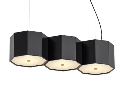 PRIZMA lamp with three balls hanging from it 3D model