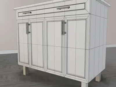 Living Room Cabinet Low-poly 3D model