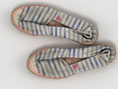 Espadrilles pair of striped shoes 3D model