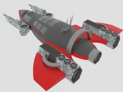 Space - Z Spaceship Low-poly 3D model