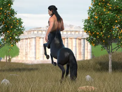  Long Haired Male Centaur Action Pose 