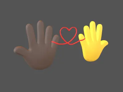 Hand with Red Line Icon v1 033 Low-poly 3D model