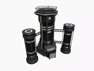 SciFi Facility A07 Black - Sci Fi Exterior Design Low-poly 3D model