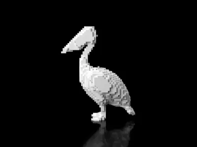 Pelican Minecraft Voxel Low-poly 3D model