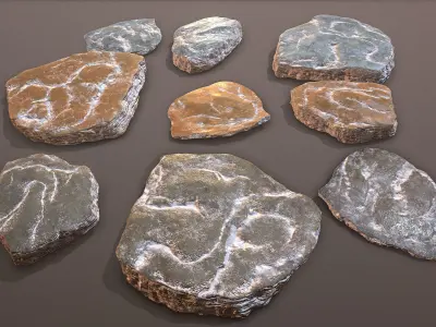 3D Shale Rock Plates - Game Ready Low-poly 3D model